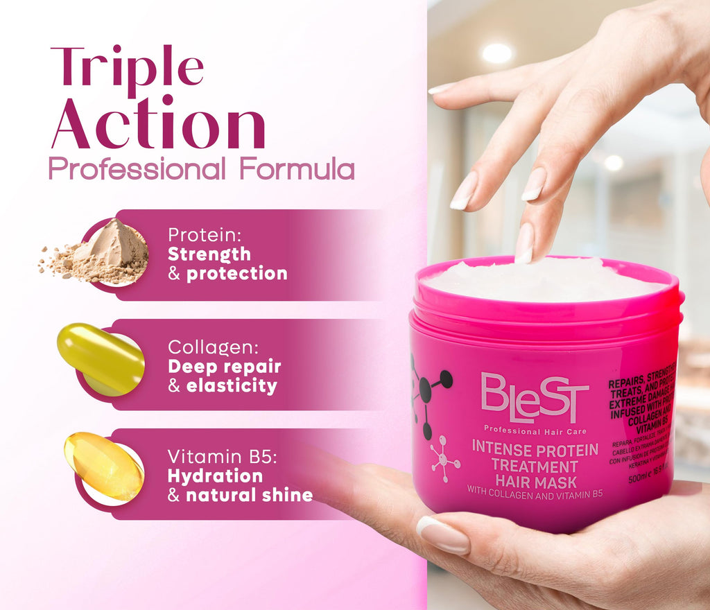 BLEST PROFESSIONAL HAIR CARE MASK for Dry, Damaged, or Frizzy Hair – Deep Repair, Shine & Smoothness – 500 ml