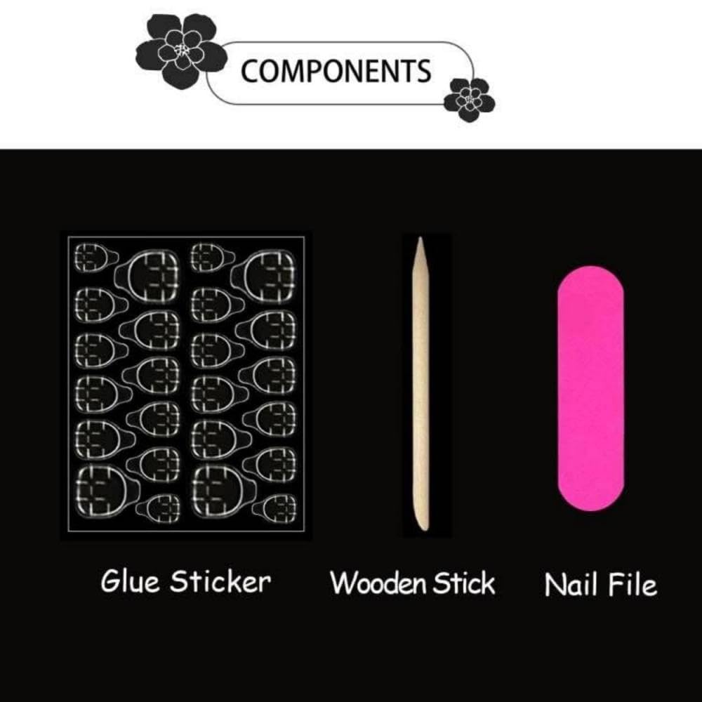 BLGTGH Diamond Press On Nails – Short Square Nails with Blue Rhinestones (48 Pcs)