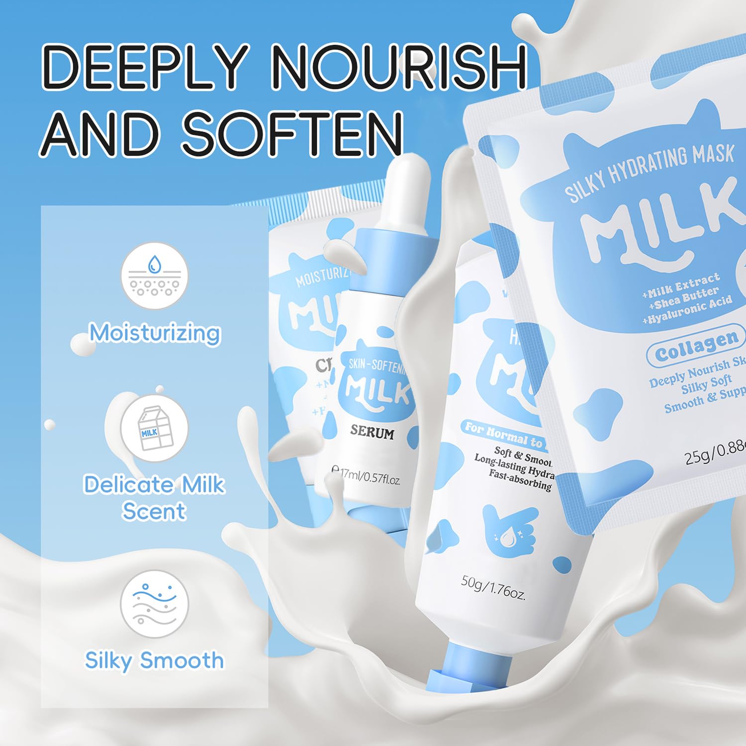 BliBling Milk Skin Care Set for Kids & Teens — 12-in-1 Gentle Hydration (Ages 8–12)