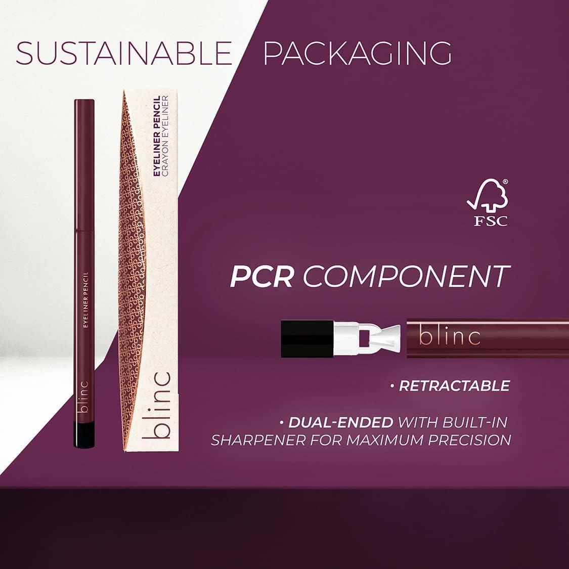 blinc Eyeliner Pencil – Waterproof Gel Eyeliner with Built-In Sharpener | Vegan & Cruelty-Free