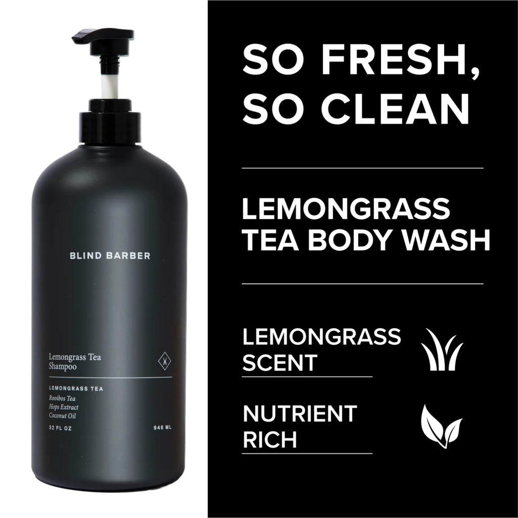 Blind Barber Lemongrass Tea Shampoo for Men – Daily Clarifying, Sulfate-Free (32 Fl oz)