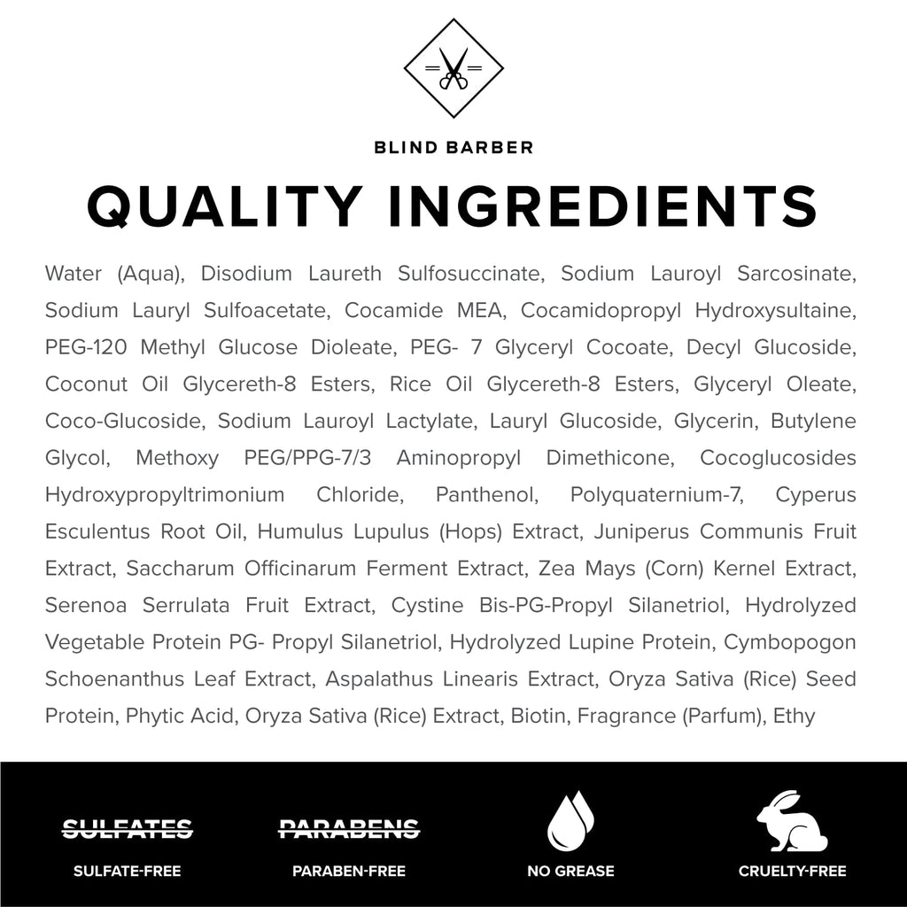 Blind Barber Lemongrass Tea Body Wash for Men – Sulfate-Free, Paraben-Free, Cruelty-Free, No Artificial Dyes (12 oz)