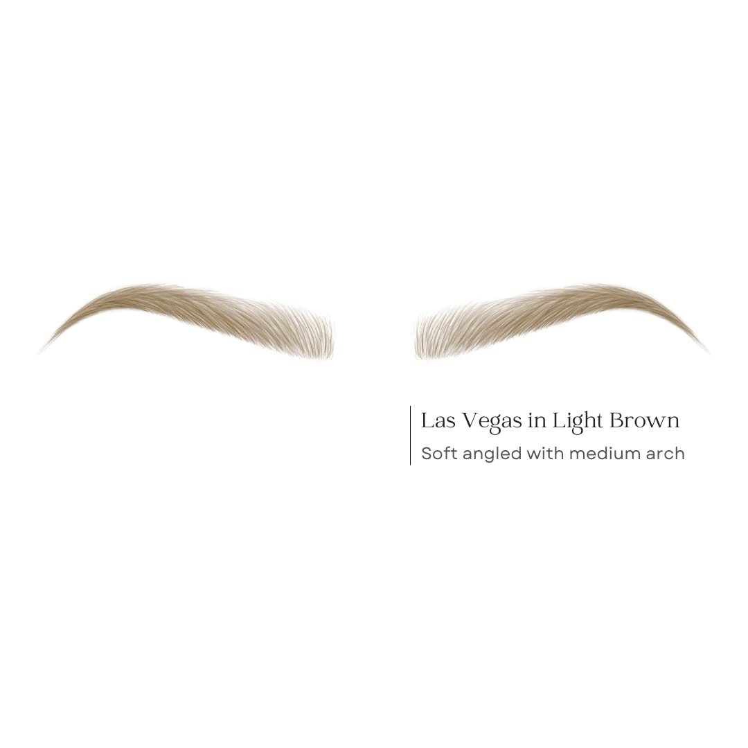 Bliss and Beyond USA Eyebrow Tattoo Stickers – 2 Sheets, 24 Pairs, Waterproof & Long-Lasting, Natural Look (Dramatic Las Vegas / Light Brown)