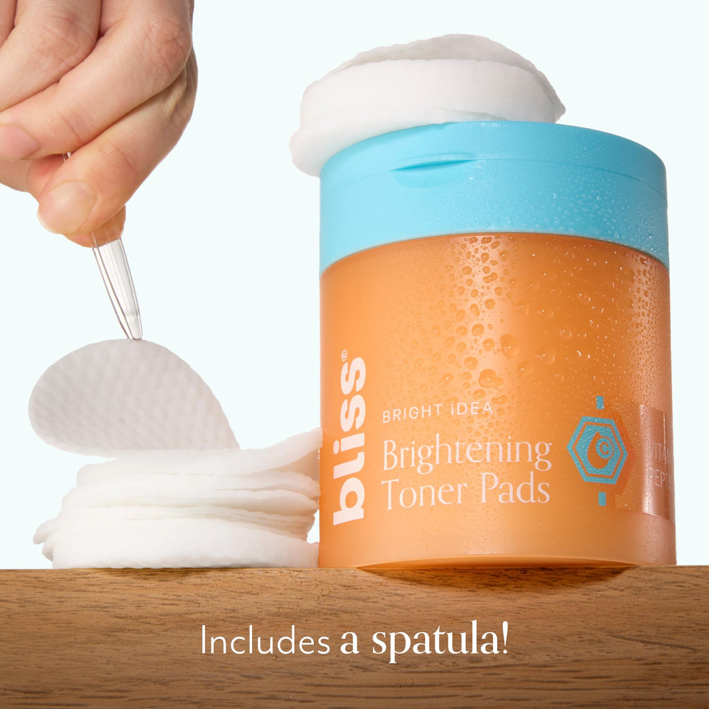 Bliss Bright Idea Vitamin C + Peptide Toner Pads – 70 Pads, 12% Hydration, Brightening & Firming Potential