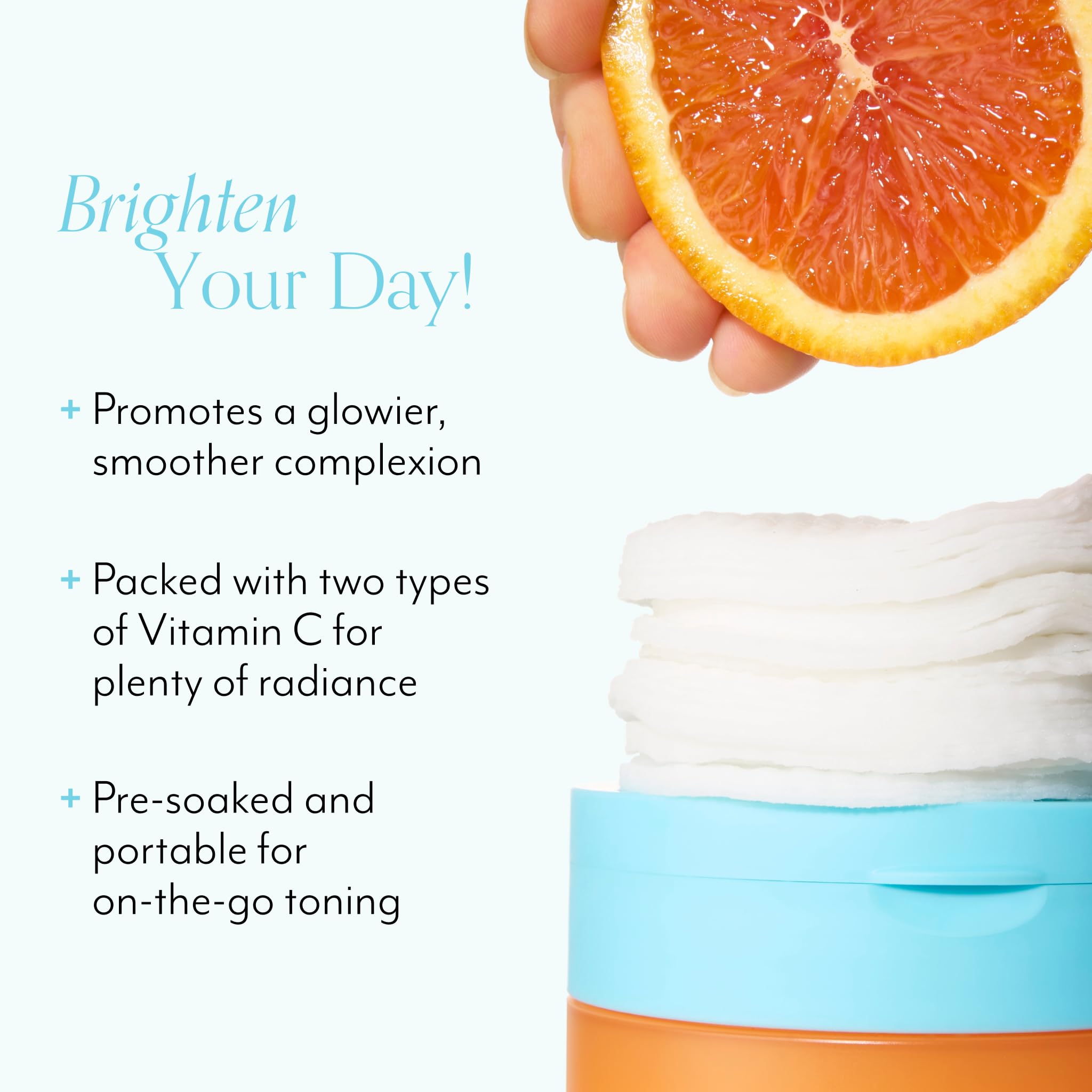 Bliss Bright Idea Vitamin C + Peptide Toner Pads – 70 Pads, 12% Hydration, Brightening & Firming Potential