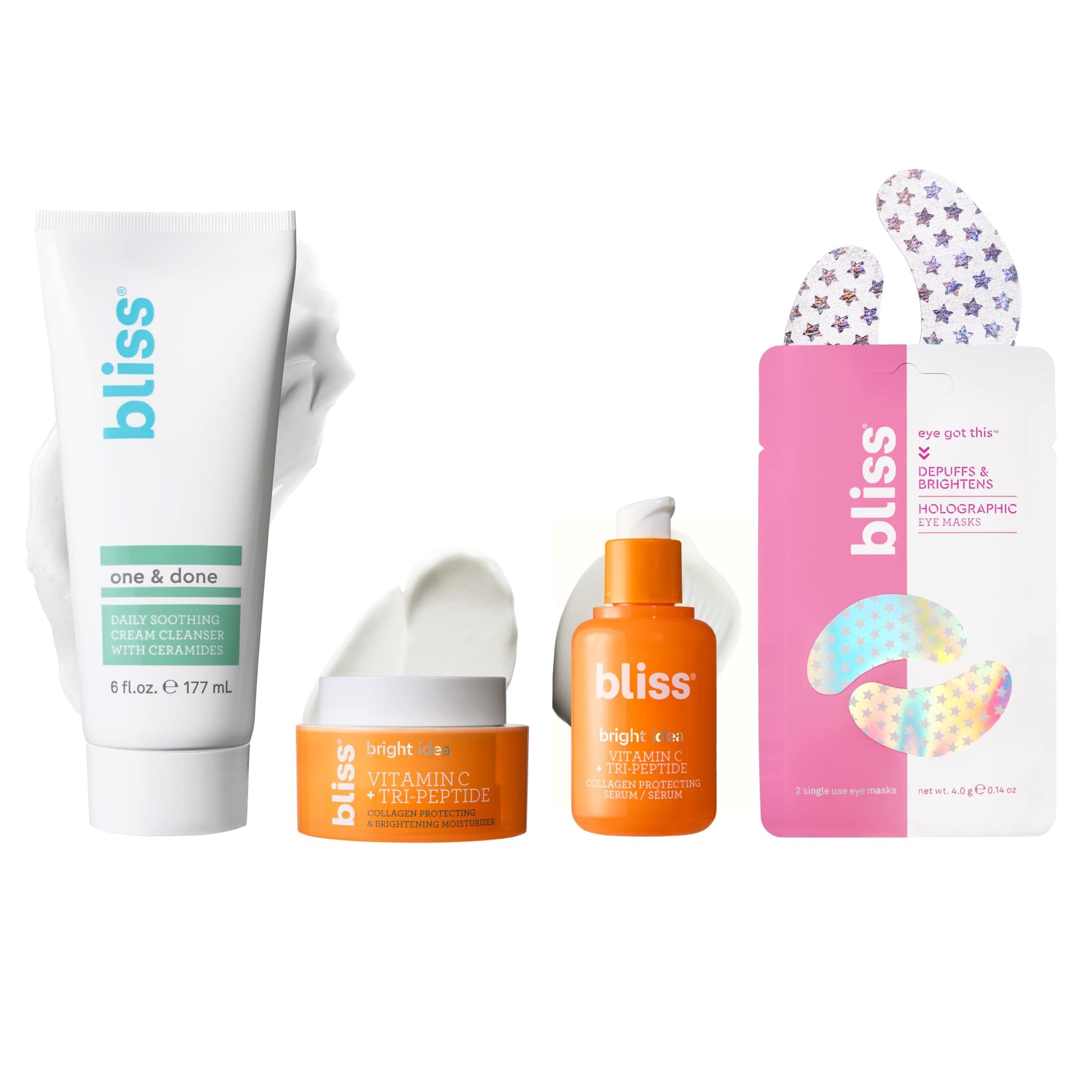 Bliss The Elder Millennial Kit – Complete Skincare Essentials Set with Cleanser, Under-Eye Masks, Vitamin C Serum & Moisturizer