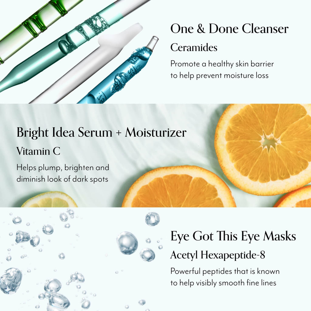 Bliss The Elder Millennial Kit – Complete Skincare Essentials Set with Cleanser, Under-Eye Masks, Vitamin C Serum & Moisturizer