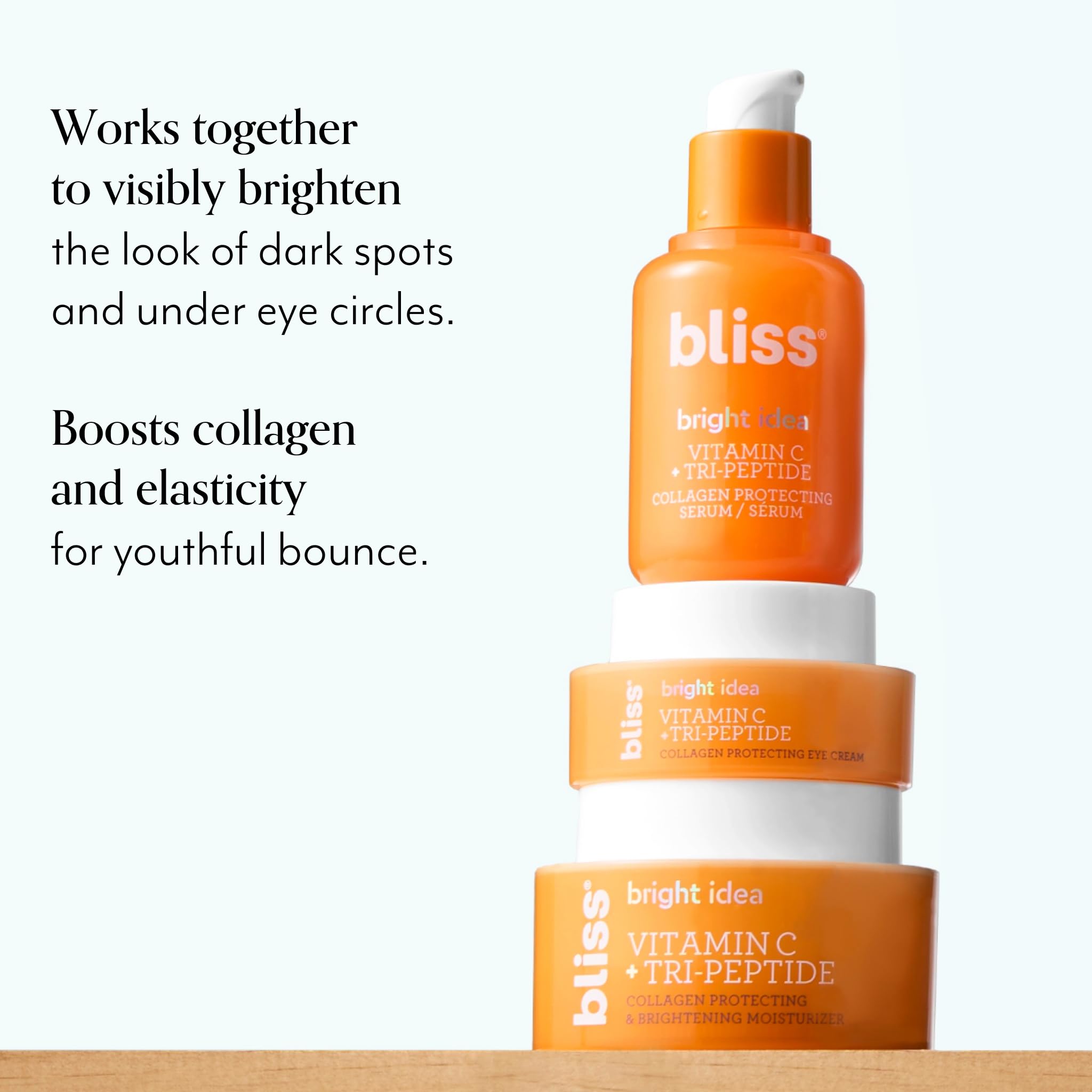 Bliss Glow Getter Bright Idea 3-Piece Kit – Vitamin C + Tri-Peptide Skincare (Vegan)