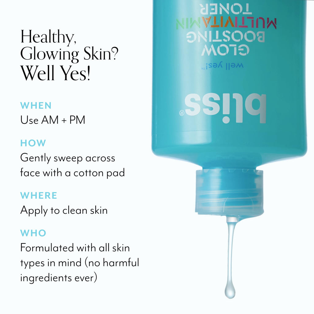 Bliss Well Yes Hydrating Toner with Vitamins B3, B5, B6, C & E – Alcohol-Free