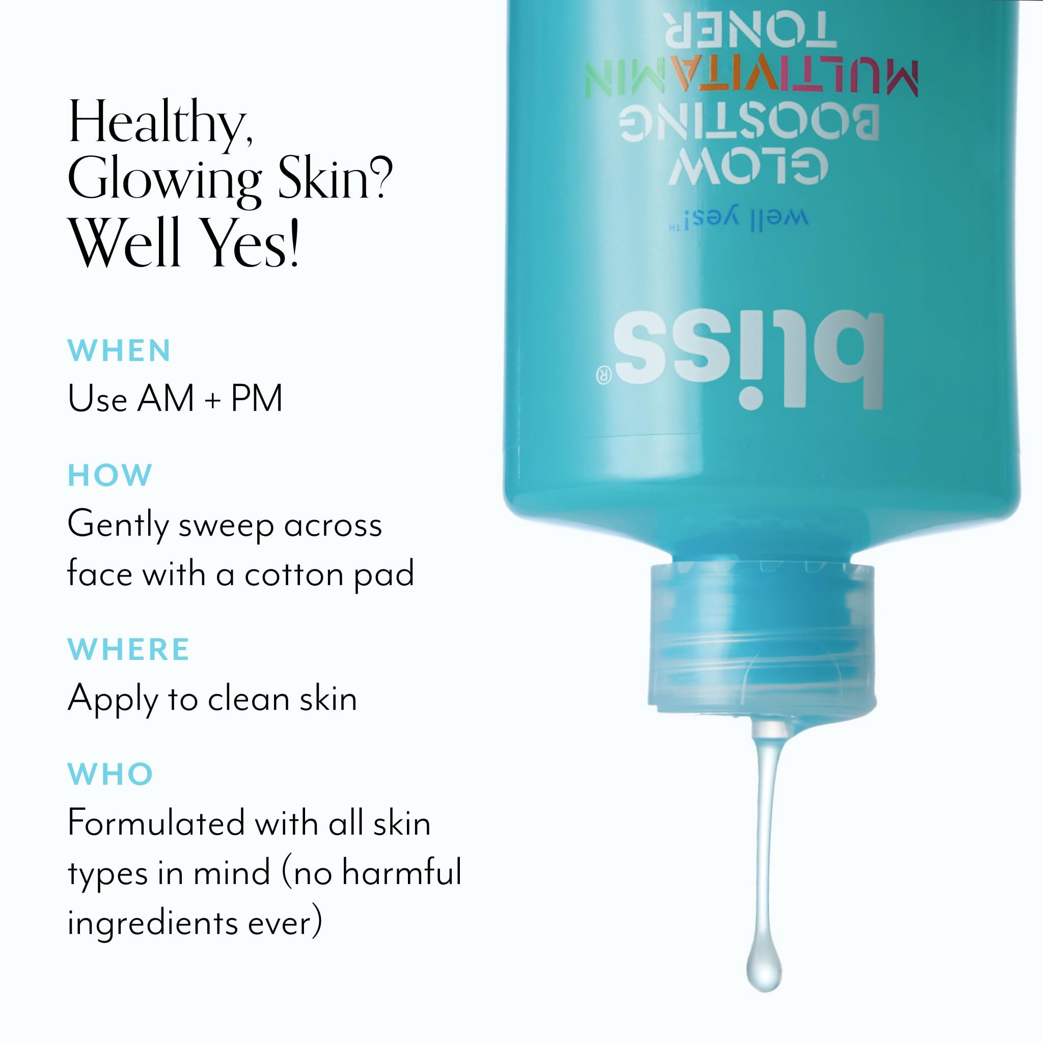 Bliss Well Yes Hydrating Toner with Vitamins B3, B5, B6, C & E – Alcohol-Free