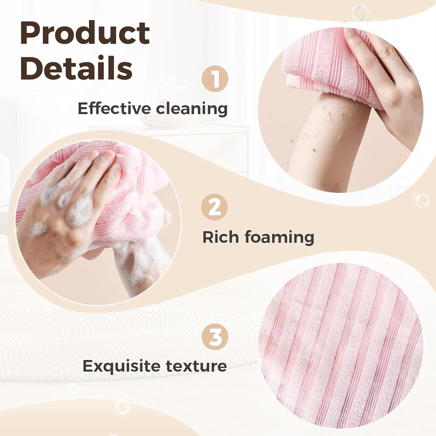 Blissal Exfoliating Shower Towel – Premium 2-in-1 Body & Face Scrub Cloth (Dual-Sided, 39in)