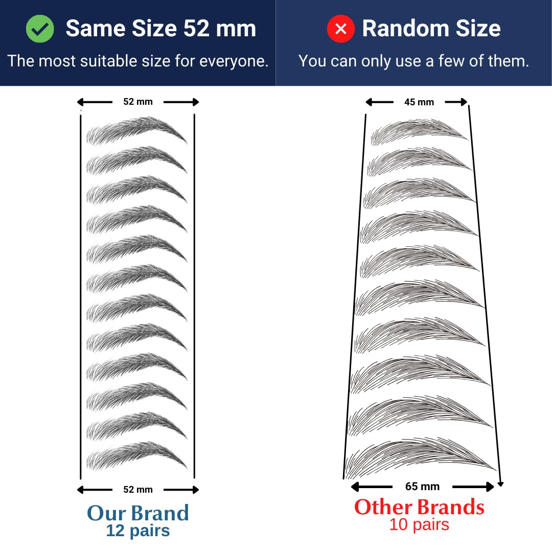 Bliss and Beyond USA | Waterproof Eyebrow Tattoo Stickers – Real Hair Stroke Look (New Los Angeles, Dark Brown)