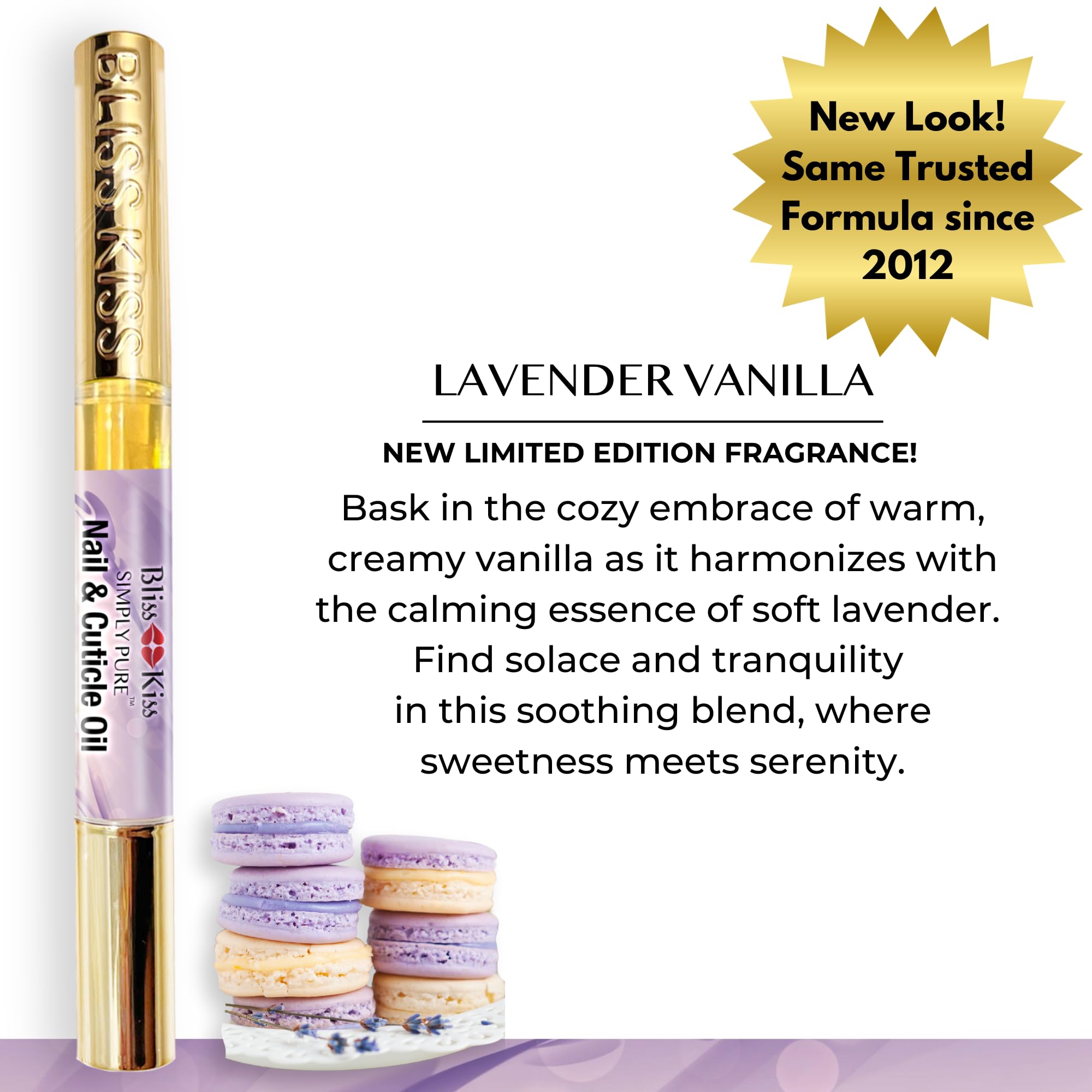 Bliss Kiss | 4 Lavender Vanilla Cuticle Oil Pen with Vitamin E & Jojoba – Nail Strengthener