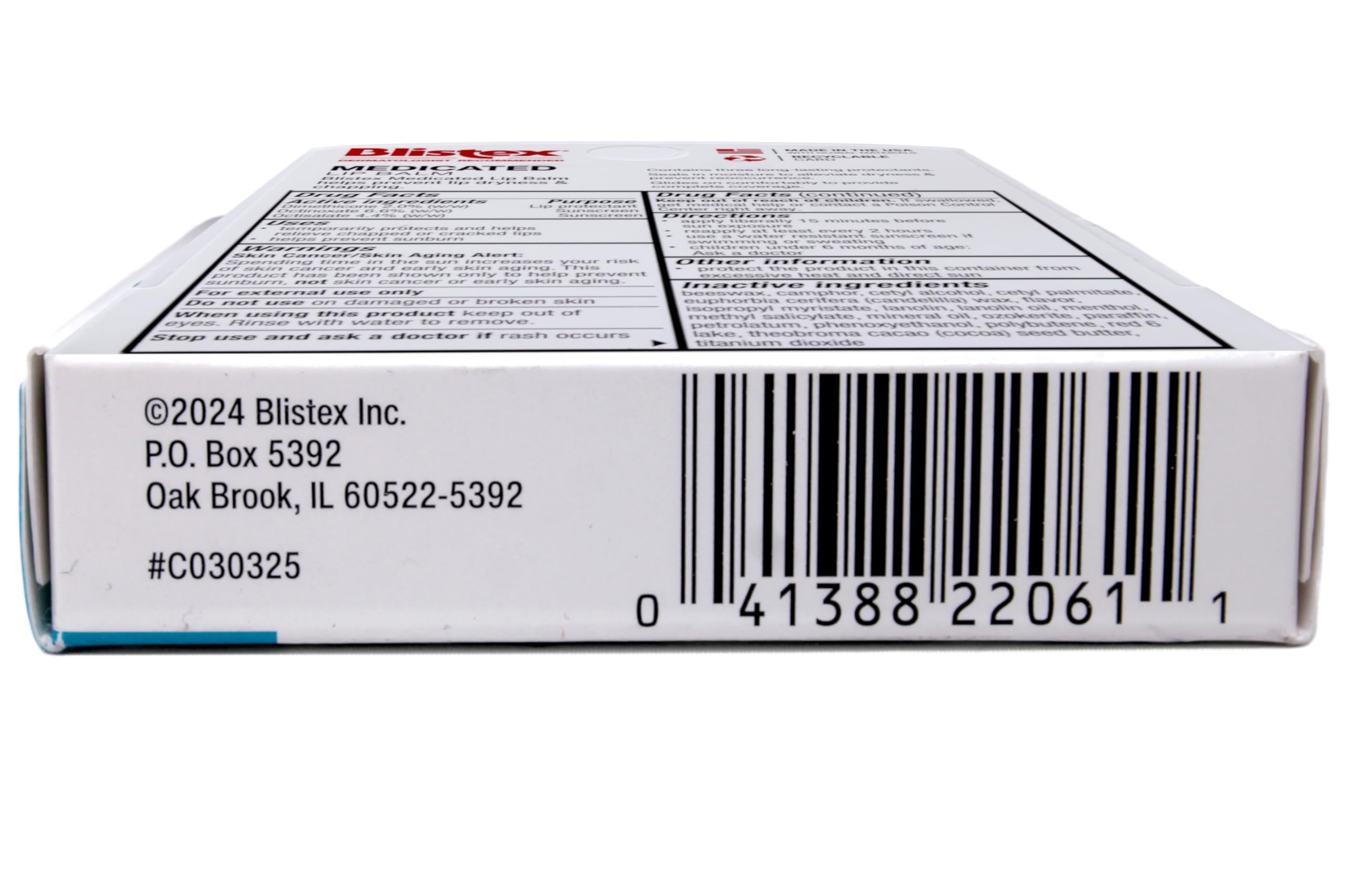 Blistex Medicated Lip Balm SPF 15 (0.15 oz) — Hydrating Lip Care, Pack of 24