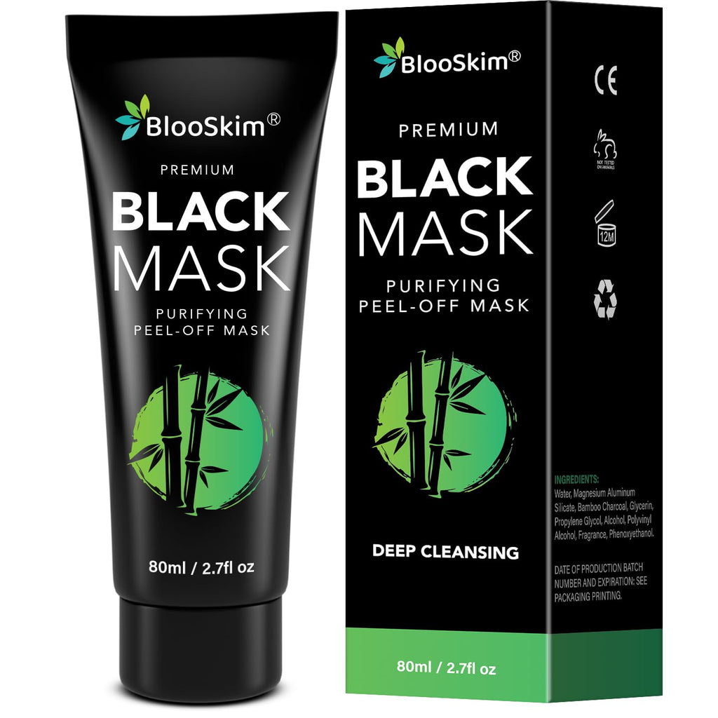 Blooskim Blackhead Remover Mask – Charcoal Peel Off Face Mask for Oily & Combination Skin, 2.8 oz