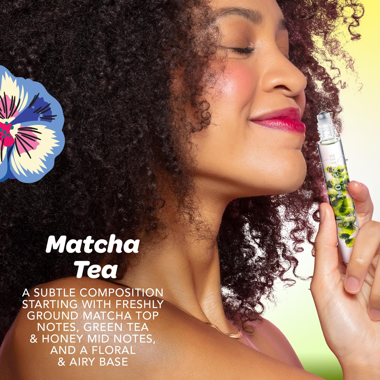 Blossom Roll-On Perfume for Women – Alcohol-Free Gourmand Matcha Tea (0.20 oz) | Made in USA