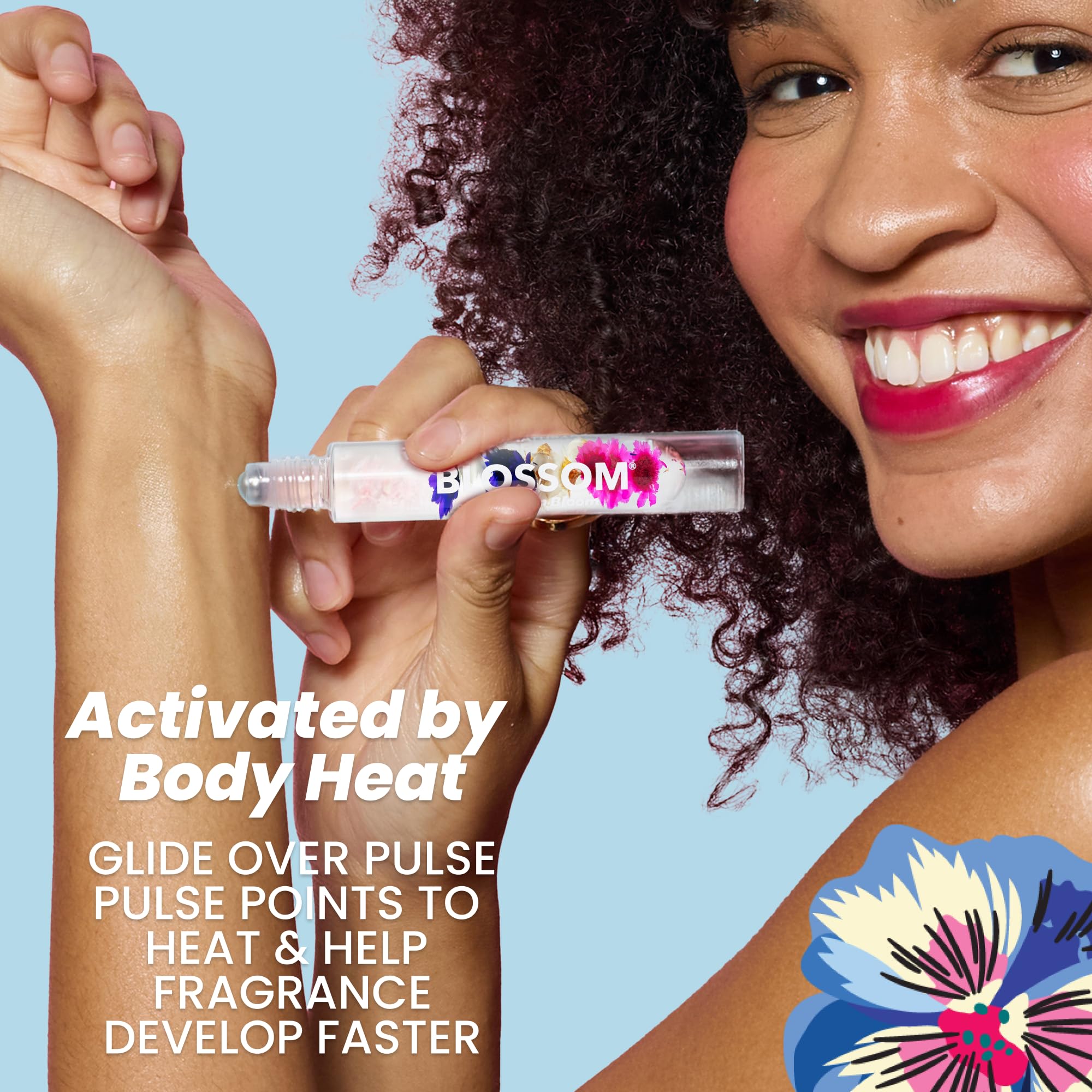 Blossom Roll-On Perfume for Women – Alcohol-Free 3-Pack Mini Gift Set (0.3oz Each)