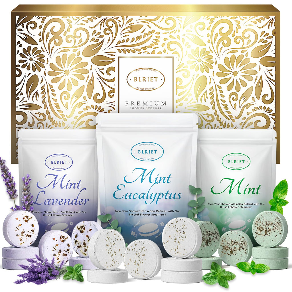 BLRIET Shower Steamers Aromatherapy 18-Pack – Mint & Lavender, Relaxation & Stress Relief