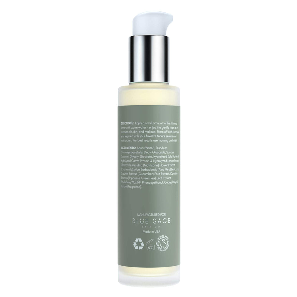 Blue Sage Kale Milky Daily Facial Cleanser – Natural Anti-Aging Face Wash with Antioxidants & Amino Acids