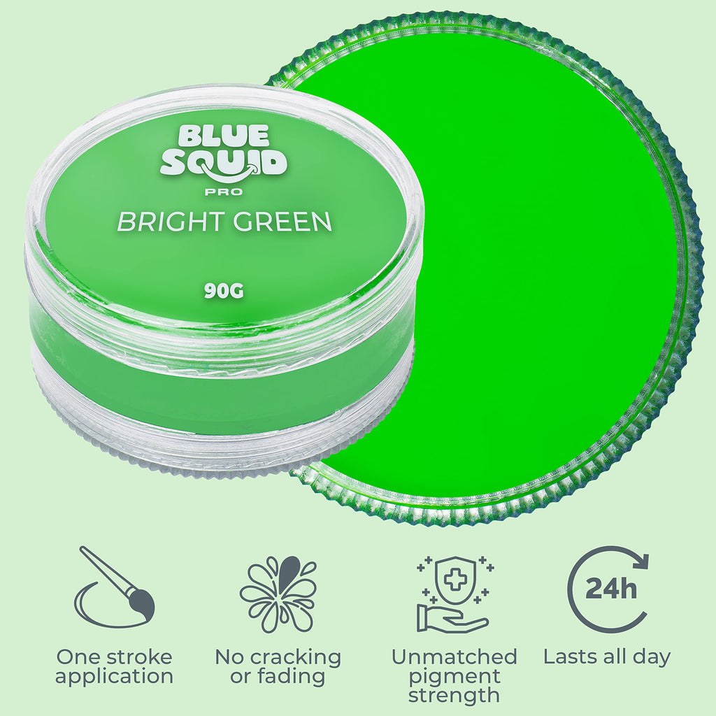 Blue Squid PRO Face Paint - Bright Green 90g / 3oz | Water-Based Professional Face & Body Paint