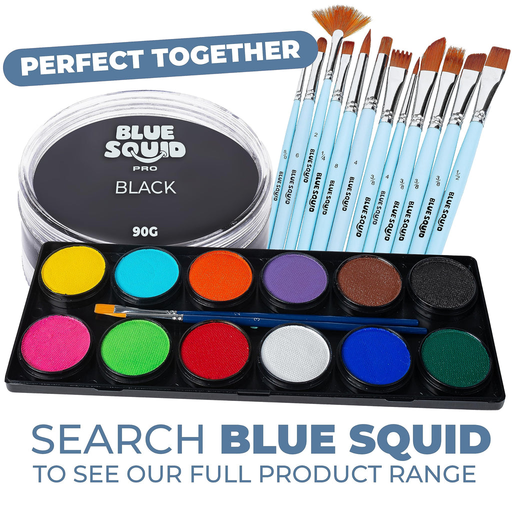 Blue Squid PRO Face Paint Black 90g – Professional Water Based Cake for SFX, Cosplay & Halloween