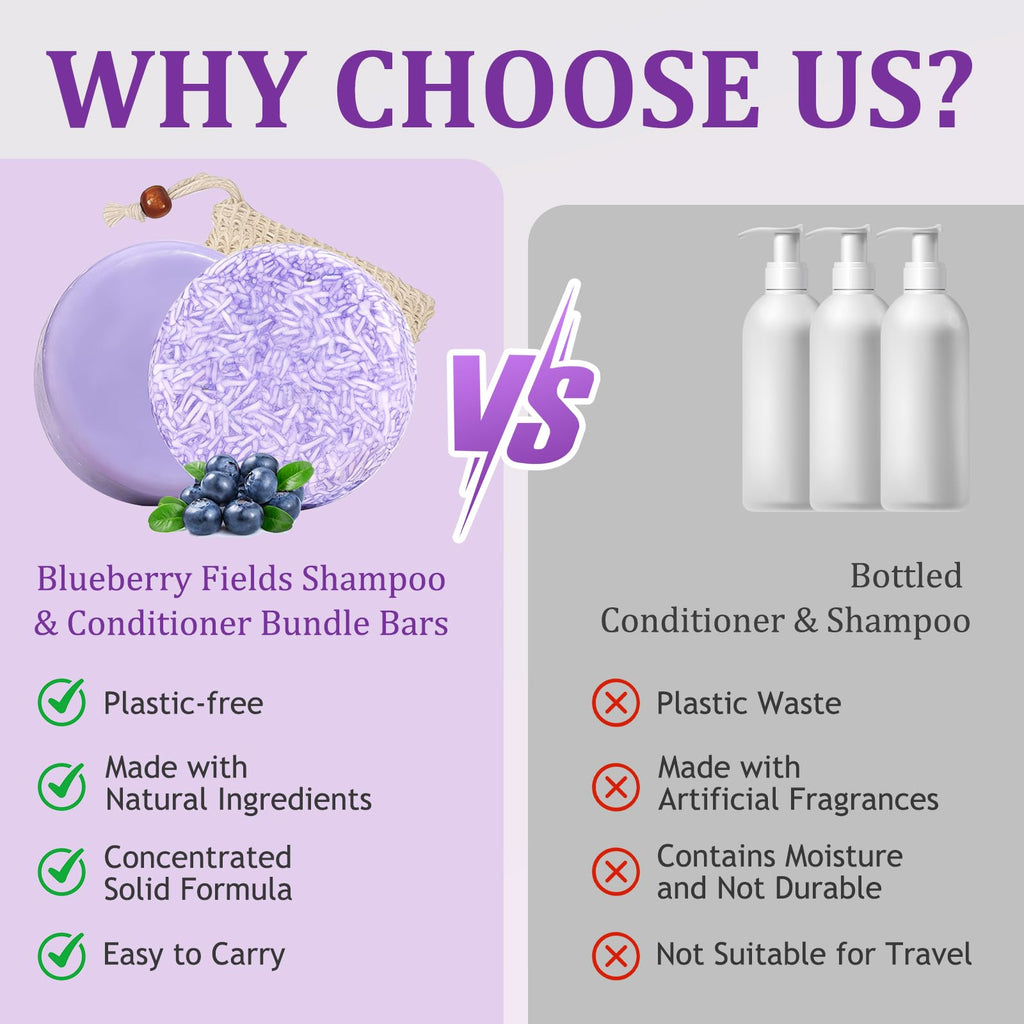 Blueberry Fields Shampoo & Conditioner Bundle – Natural Blueberry Extract for Thinning Hair