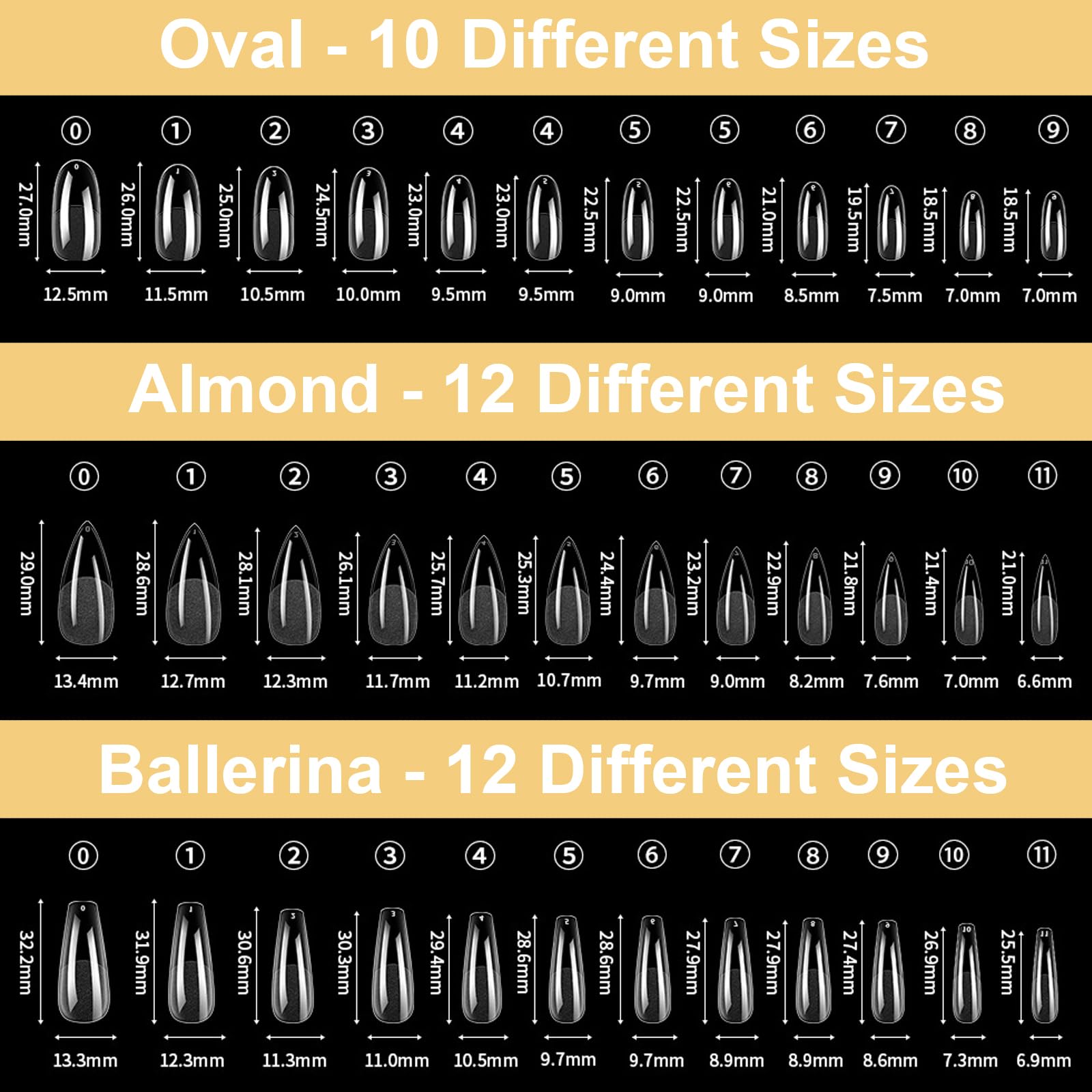 BlueZOO Gel Long Nail Tips – 360Pcs Pre-etched Almond, Coffin, Oval Press-On Nails | Salon-Quality DIY Kit
