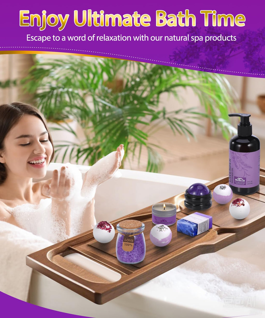 Bnlcd Luxury Lavender Bath Gift Set – 12-Piece Spa Gifts for Women | Self-Care Gifts for Mom, Wife, Girlfriend, Sister