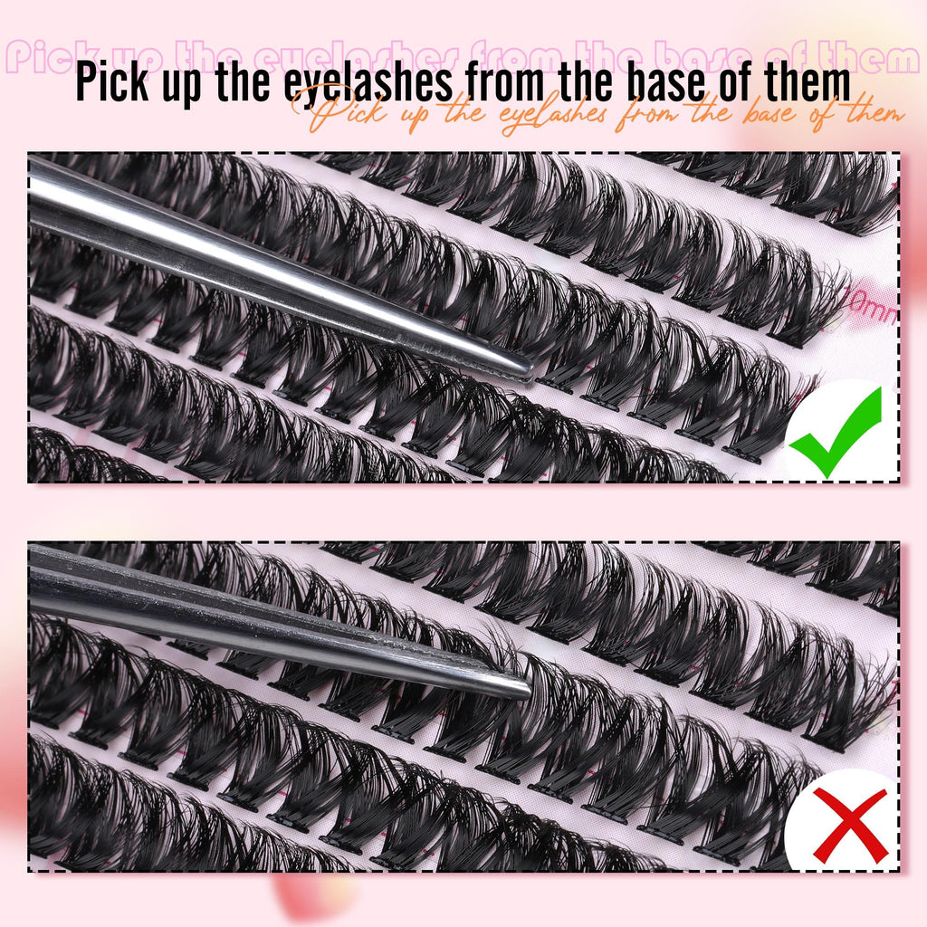 Boahankuke 640PCS Lash Clusters – DIY Volume Eyelash Extensions, D Curl & Wispy Styles (60D 8-16mm, 80D 10-18mm)