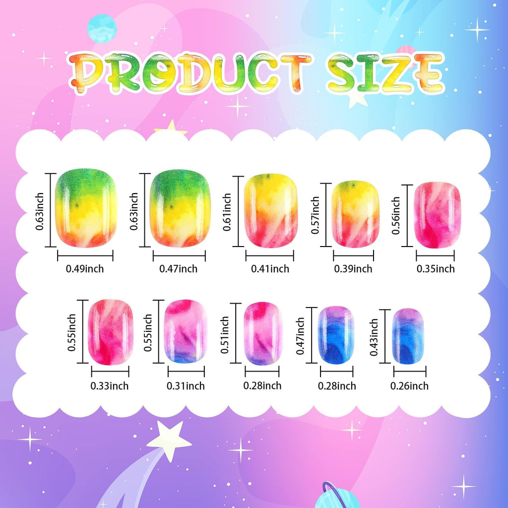 BOARDFEB 216Pcs Kids Press-On Nails – 9-Box Gradient Style Short Full-Cover Nails