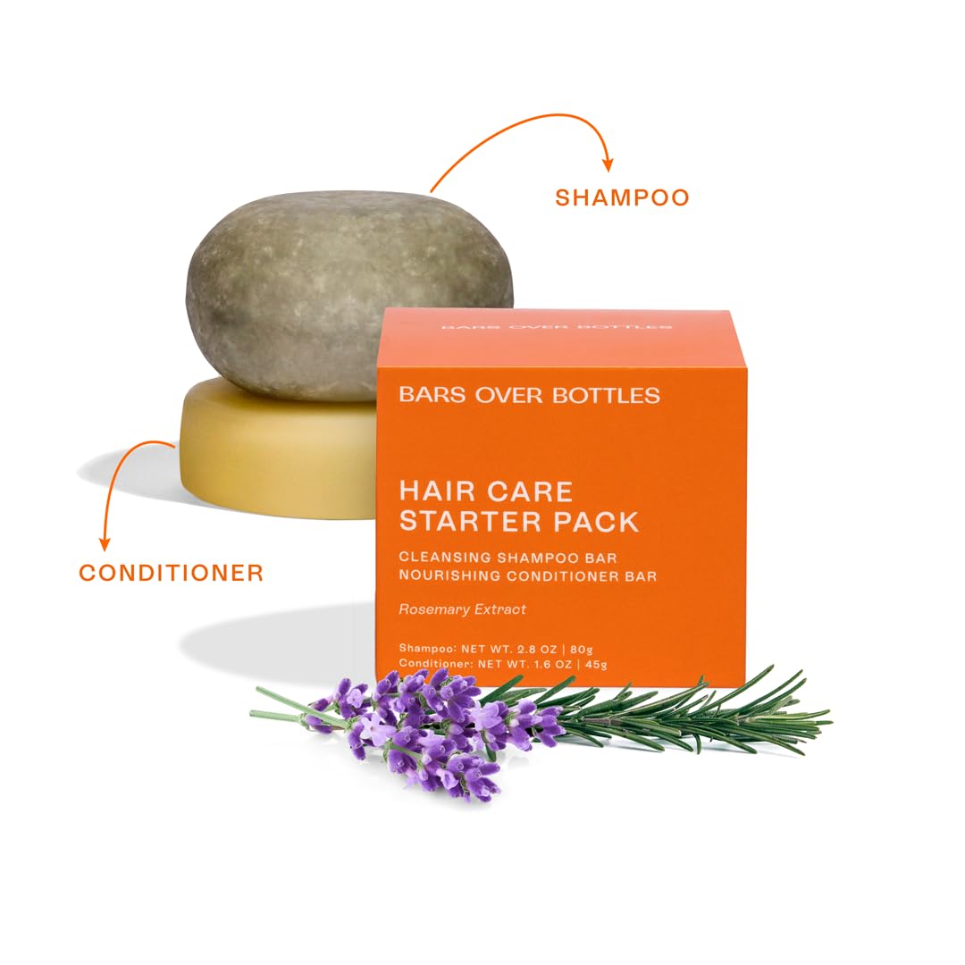 Rosemary Solid Shampoo & Conditioner Set for Thinning Hair | Vegan, Plastic-Free | B.O.B BARS OVER BOTTLES