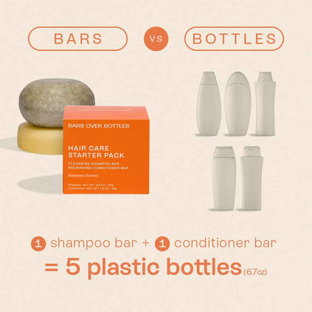 Rosemary Solid Shampoo & Conditioner Set for Thinning Hair | Vegan, Plastic-Free | B.O.B BARS OVER BOTTLES