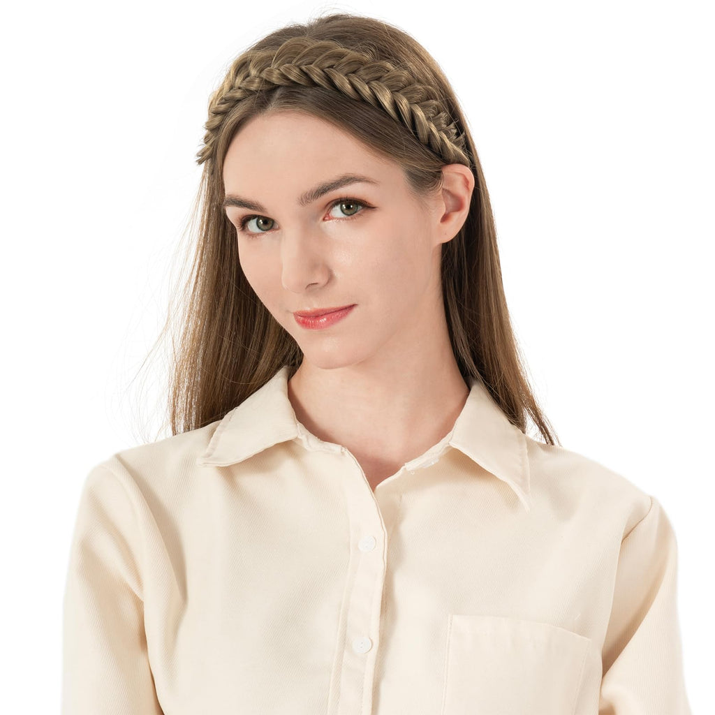 BOBIYA Messy Wide 2-Strand Braided Headband in Chocolate Toast | Hair Styling Accessory