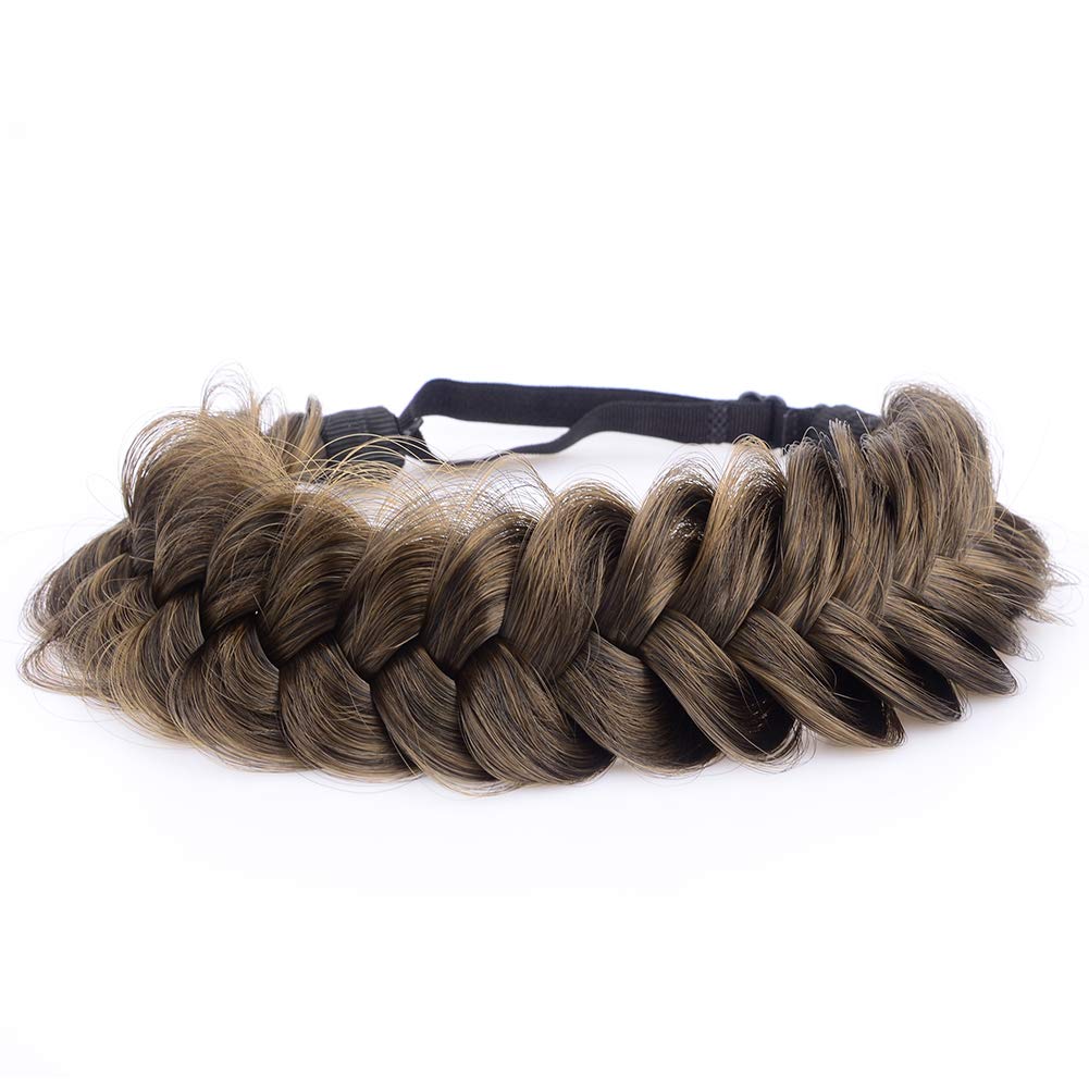 BOBIYA Messy Wide 2 Strands Synthetic Hair Braided Headband – Dark Brown