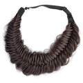 BOBIYA Wide Fishtail Headband for Women – Chocolate Synthetic Plaited Braids with Elastic Stretch