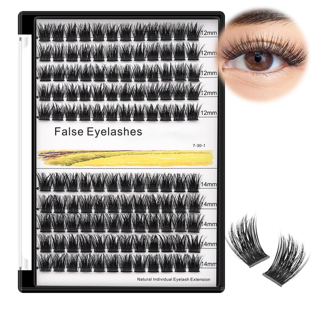 Bodermincer 120-Cluster Mixed Wide Lash Extensions (10-12mm) – D Curl, 0.07mm Thick