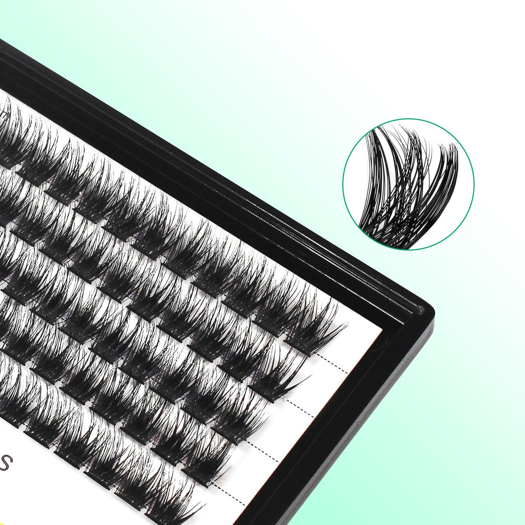 Bodermincer 120-Cluster Mixed Wide Lash Extensions (10-12mm) – D Curl, 0.07mm Thick