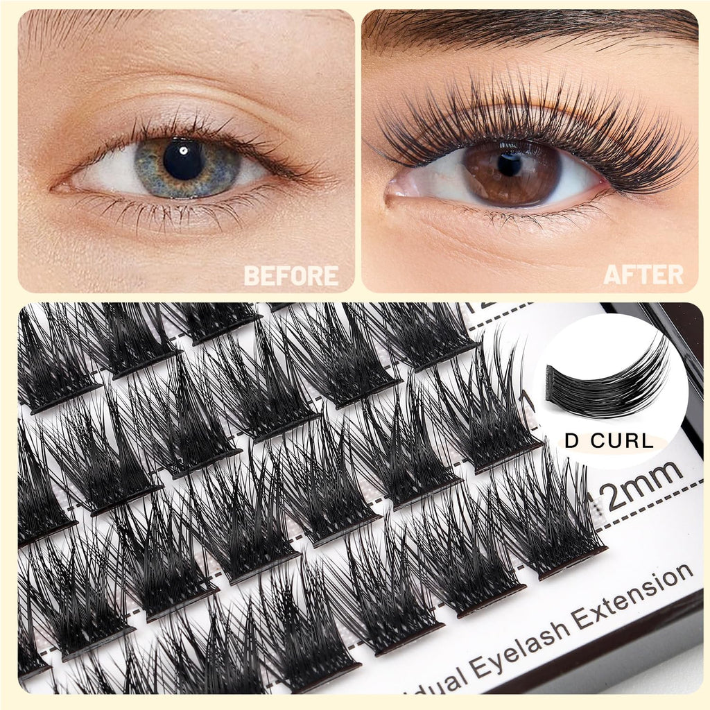 Bodermincer 120 Clusters Mixed Wide Lash Extensions – 10-16mm (D Curl)