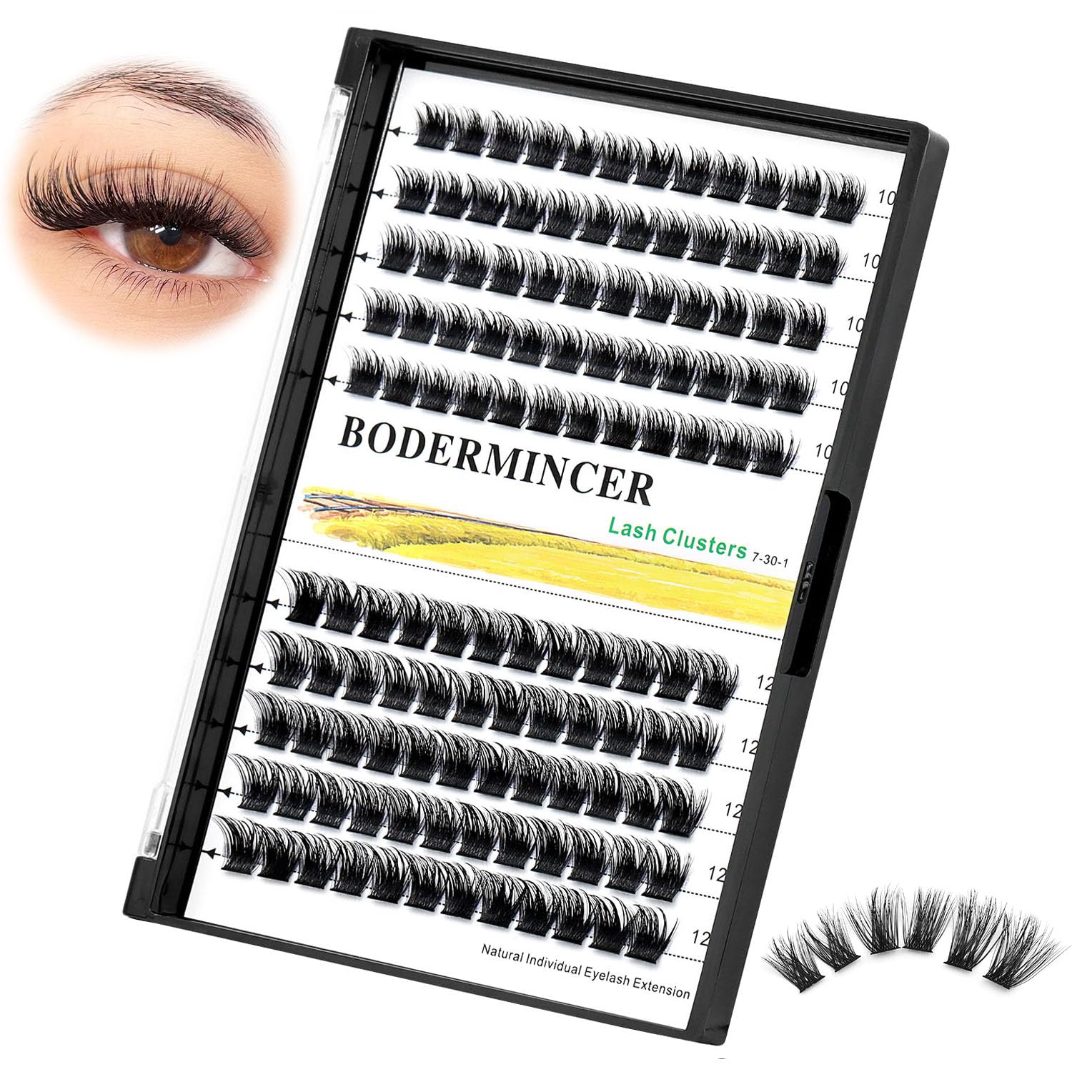 Bodermincer 120 Clusters Mixed Wide Lash Extensions – 10-16mm (D Curl)