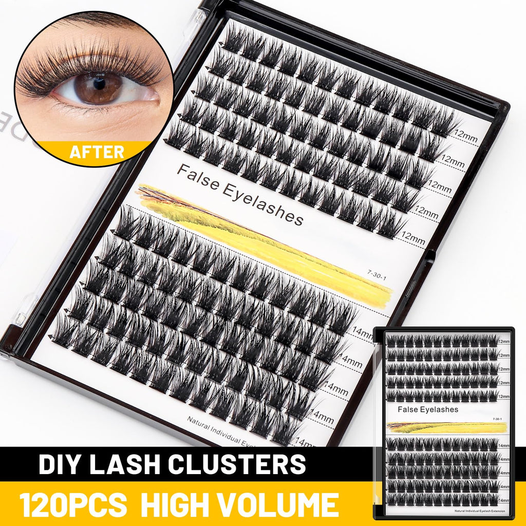 Bodermincer 120-Cluster Mixed Wide Lash Extensions (10-12mm) – D Curl, 0.07mm Thick