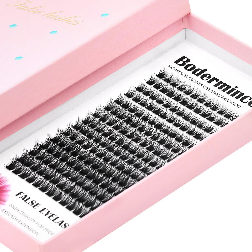 Bodermincer Lash Clusters – 180pcs, D Curl, Mixed 10-12-14mm, Black/Brown