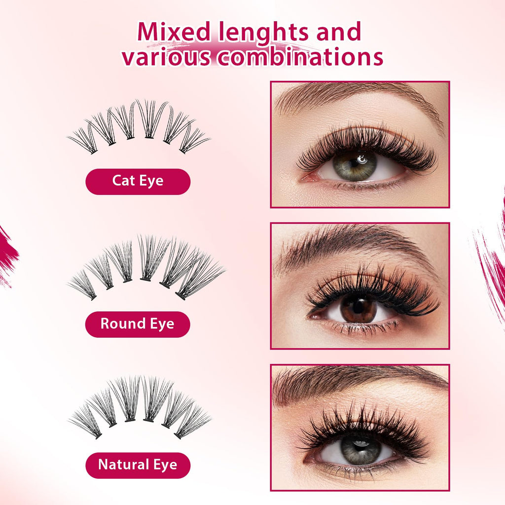 Bodermincer Lash Extension 240pcs C Curl – Mixed 10D/20D Clusters for Professional Lashing
