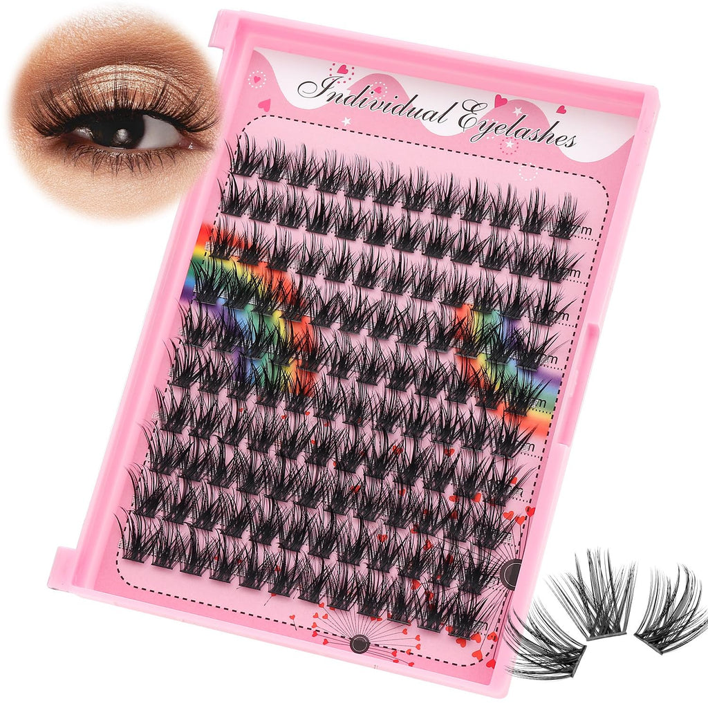 Bodermincer Lashes Clusters Kit 10-12mm to 18mm, 120 Clusters, 0.07mm D Curl