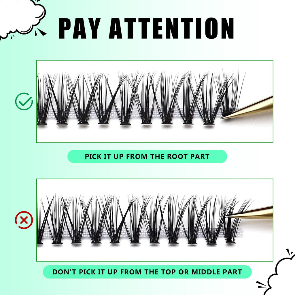 Bodermincer Black Cluster Lashes 240pcs 20D/40D DIY Eyelash Extensions – D Curl, 8–22mm