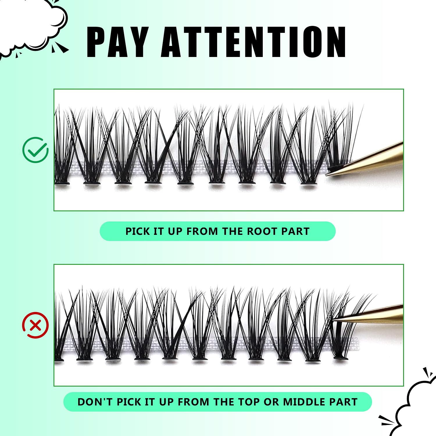 Bodermincer Black Cluster Lashes 240pcs 20D/40D DIY Eyelash Extensions – D Curl, 8–22mm