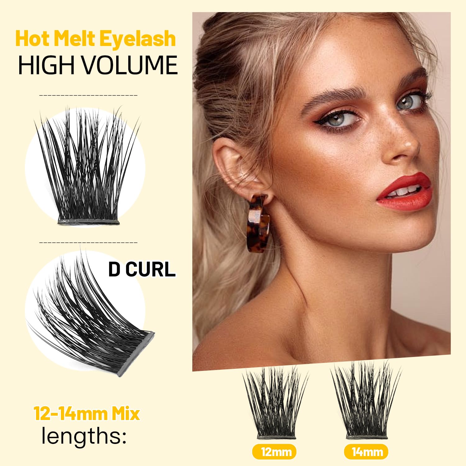 Bodermincer 120-Cluster Mixed Wide Lash Extensions (10-12mm) – D Curl, 0.07mm Thick