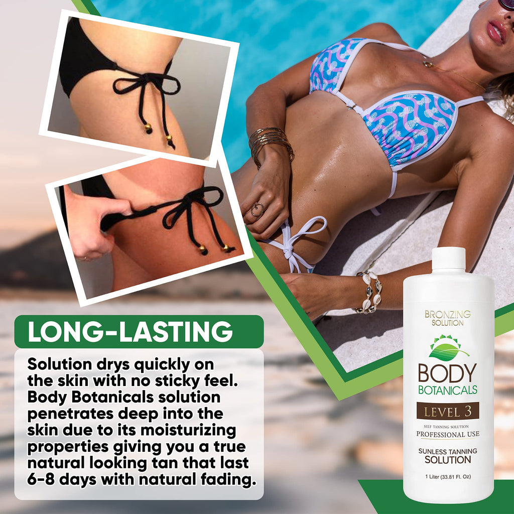 Body Botanicals Professional Sunless Tanning Spray — Organic Oils, 33.8 Fl Oz, Level 3 (12% DHA)