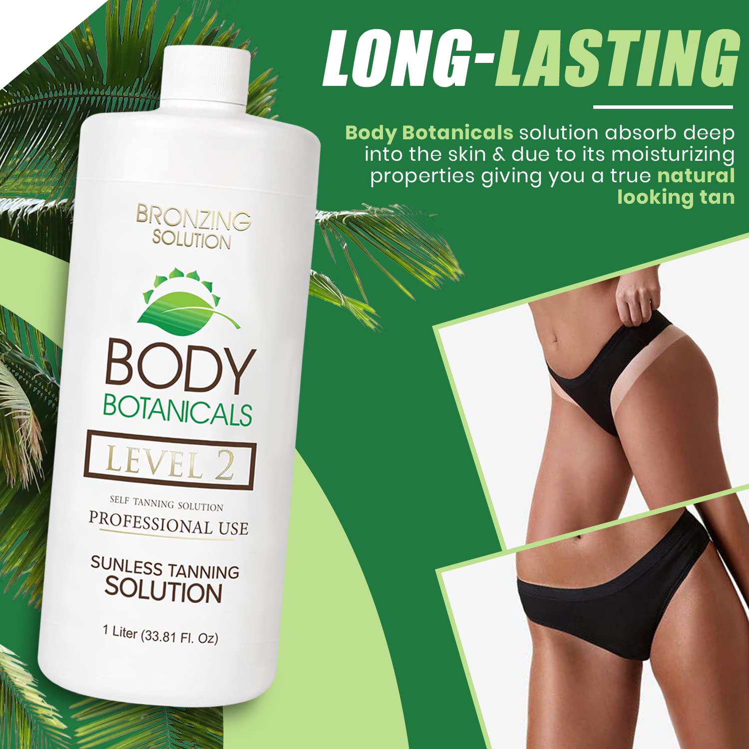 Body Botanicals Professional Sunless Tanning Spray – Organic Oils, 33.8 oz (Level 2, 10% DHA)
