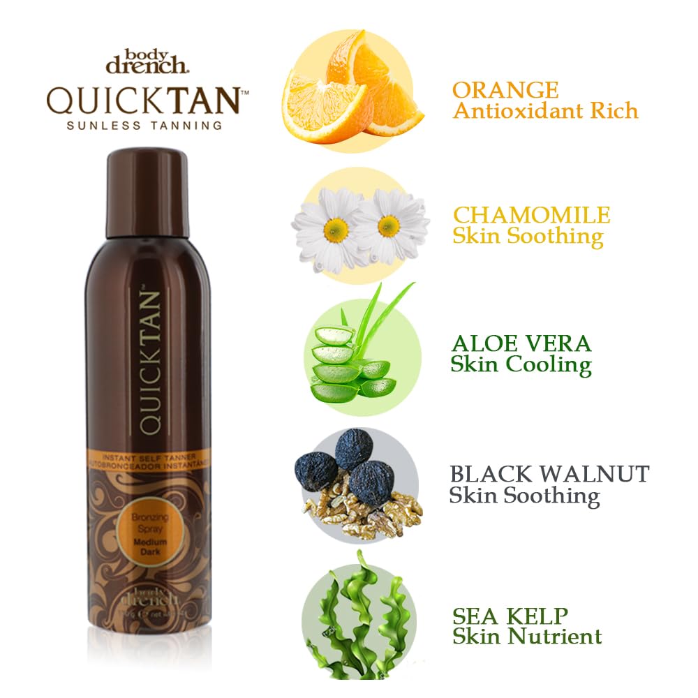 Body Drench QuickTan Instant Bronze Self Tanner Spray – 2 Pack, Fast-Drying Natural-Looking Tan