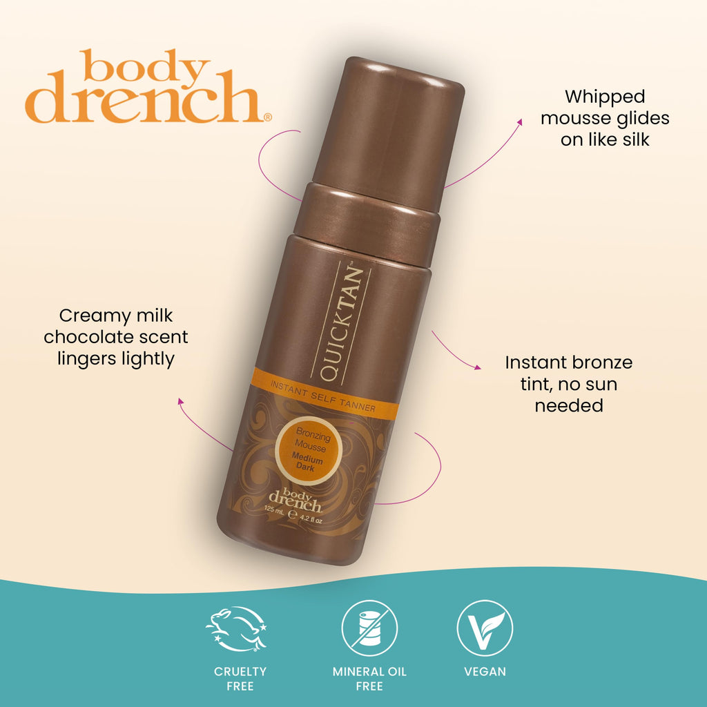 Body Drench QuickTan Self Tanner Mousse – Medium Dark Tan, 4.2 oz